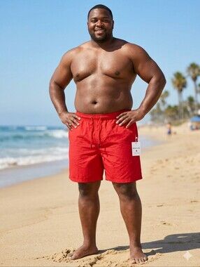 NWT BINGFUFOXS Men’s Red Swim Trunks Board Shorts Size 4XL